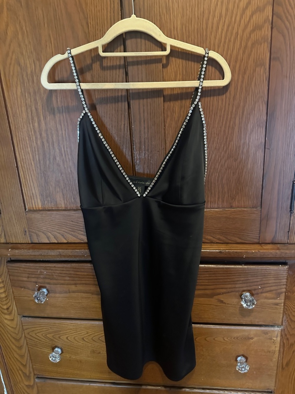 House of Harlow 1960 Black Mini Dress with Rhinestone Straps